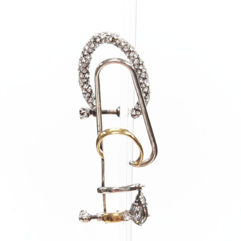 Alexander McQueen ALEXANDER MCQUEEN Runway Multi hoop gold silver crystal cuff earring Size ONE SIZE - 3 Thumbnail