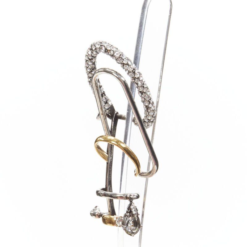 Alexander McQueen ALEXANDER MCQUEEN Runway Multi hoop gold silver crystal cuff earring Size ONE SIZE - 4 Thumbnail