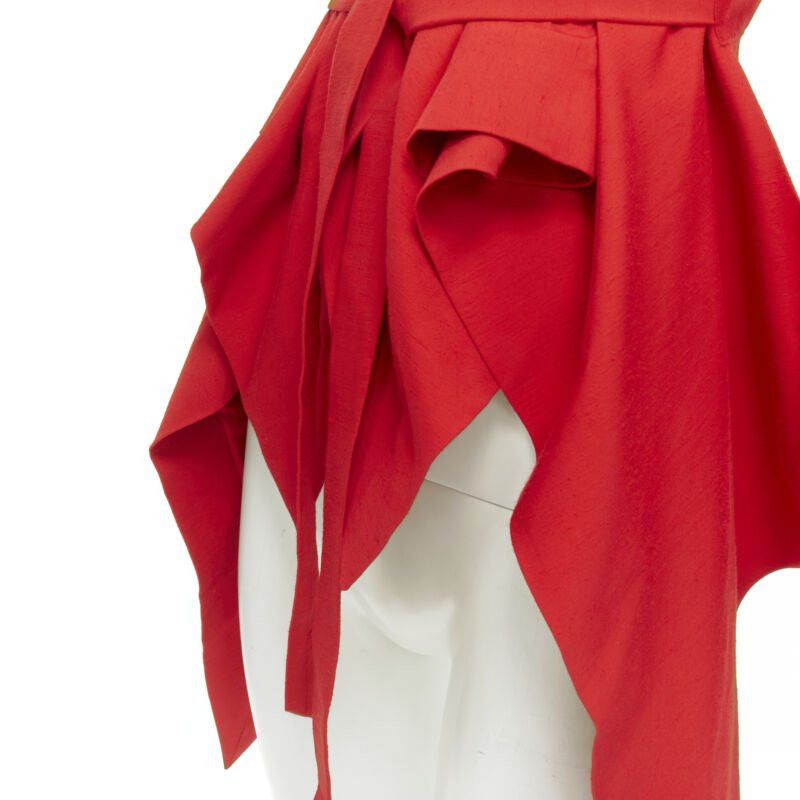 Gareth Pugh new GARTEH PUGH red shoulder padded draped hem belted jacket IT38 XS Size XS / US 0-2 / IT 36-38 - 7 Thumbnail