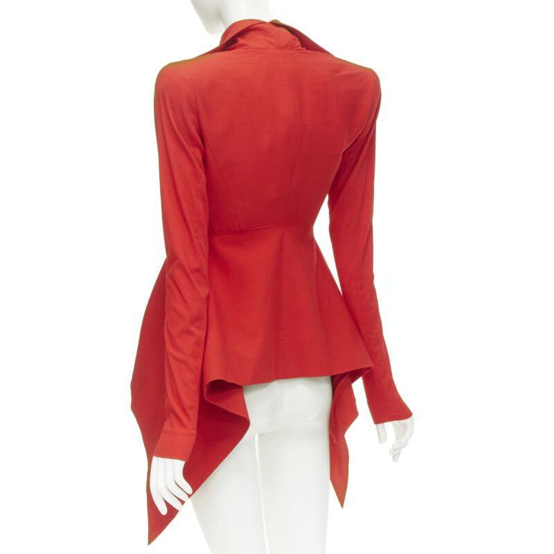 Gareth Pugh new GARTEH PUGH red shoulder padded draped hem belted jacket IT38 XS Size XS / US 0-2 / IT 36-38 - 6 Thumbnail