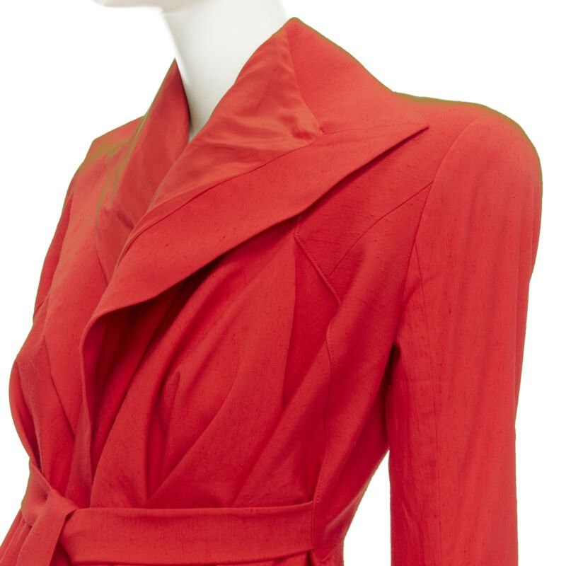 Gareth Pugh new GARTEH PUGH red shoulder padded draped hem belted jacket IT38 XS Size XS / US 0-2 / IT 36-38 - 2 Thumbnail