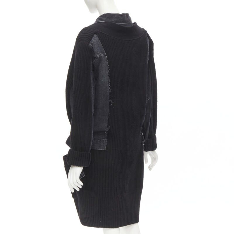 Sacai SACAI 2020 black reconstructed washed denim ribbed cardigan coat JP3 L Size L / US 10 / IT 46 - 6 Thumbnail