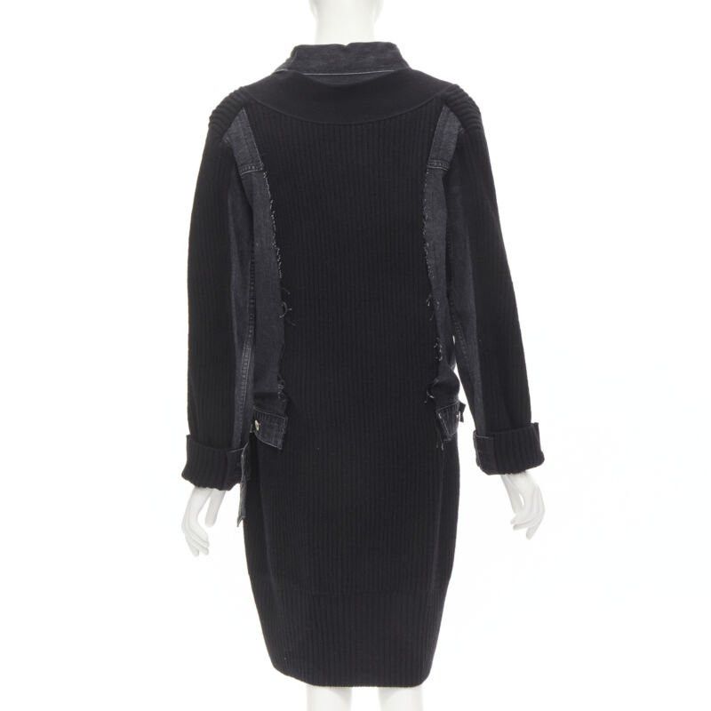 Sacai SACAI 2020 black reconstructed washed denim ribbed cardigan coat JP3 L Size L / US 10 / IT 46 - 5 Thumbnail