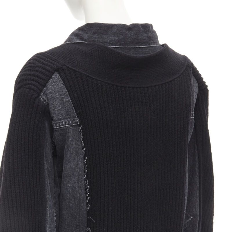 Sacai SACAI 2020 black reconstructed washed denim ribbed cardigan coat JP3 L Size L / US 10 / IT 46 - 8 Thumbnail