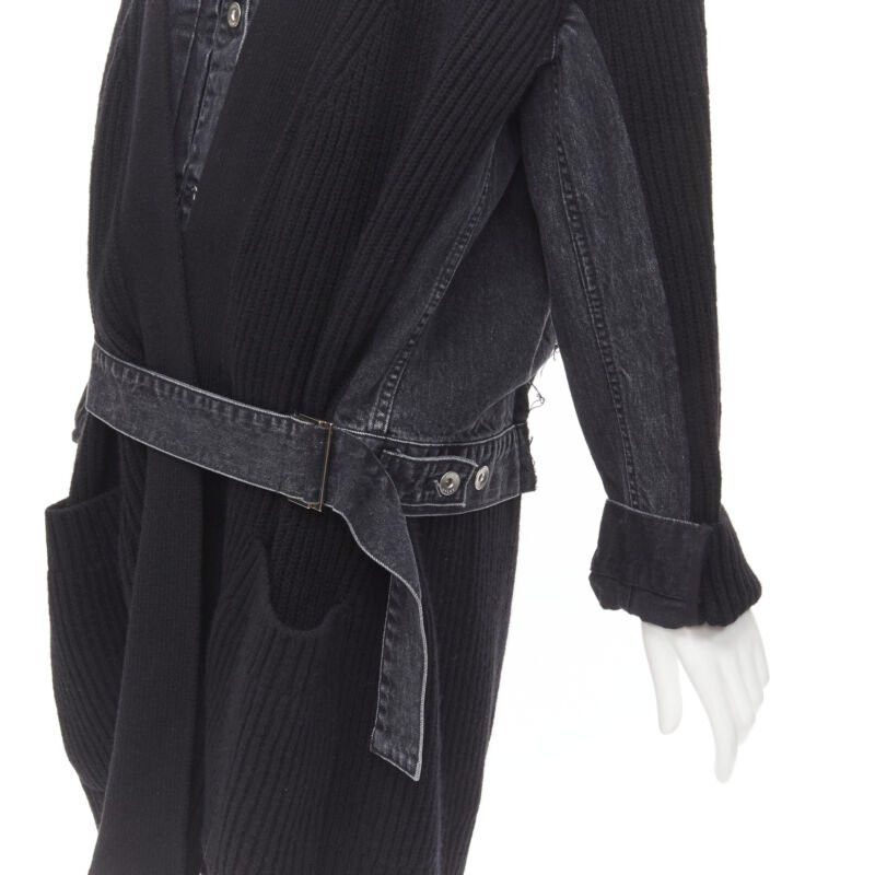 Sacai SACAI 2020 black reconstructed washed denim ribbed cardigan coat JP3 L Size L / US 10 / IT 46 - 2 Thumbnail
