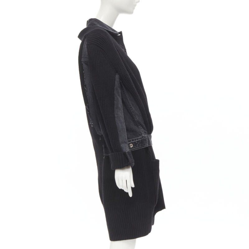Sacai SACAI 2020 black reconstructed washed denim ribbed cardigan coat JP3 L Size L / US 10 / IT 46 - 4 Thumbnail