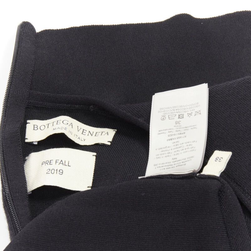 Bottega Veneta BOTTEGA VENETA 2019 Runway black thick wool blend cut out collar dress IT38 XS Size XS / US 0-2 / IT 36-38 - 9 Thumbnail