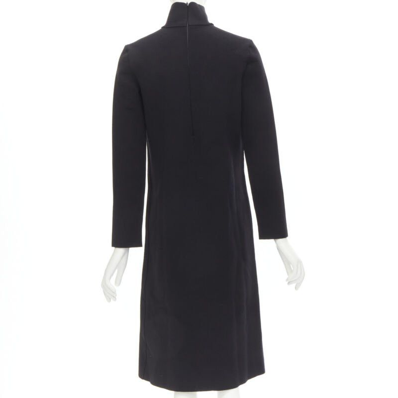 Bottega Veneta BOTTEGA VENETA 2019 Runway black thick wool blend cut out collar dress IT38 XS Size XS / US 0-2 / IT 36-38 - 5 Thumbnail
