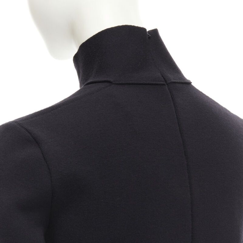 Bottega Veneta BOTTEGA VENETA 2019 Runway black thick wool blend cut out collar dress IT38 XS Size XS / US 0-2 / IT 36-38 - 8 Thumbnail