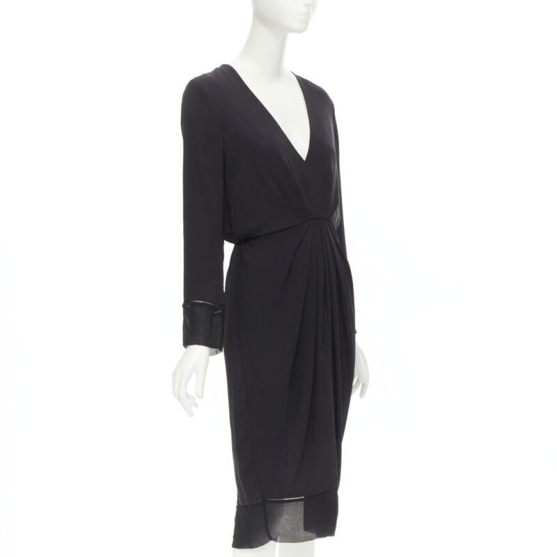 Zimmermann ZIMMERMANN black V-neck gathered waist lattice detail dress US0 XS Size XS / US 0-2 / IT 36-38 - 3 Thumbnail