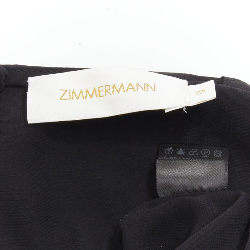 Zimmermann ZIMMERMANN black V-neck gathered waist lattice detail dress US0 XS Size XS / US 0-2 / IT 36-38 - 9 Thumbnail