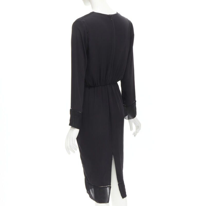 Zimmermann ZIMMERMANN black V-neck gathered waist lattice detail dress US0 XS Size XS / US 0-2 / IT 36-38 - 6 Thumbnail