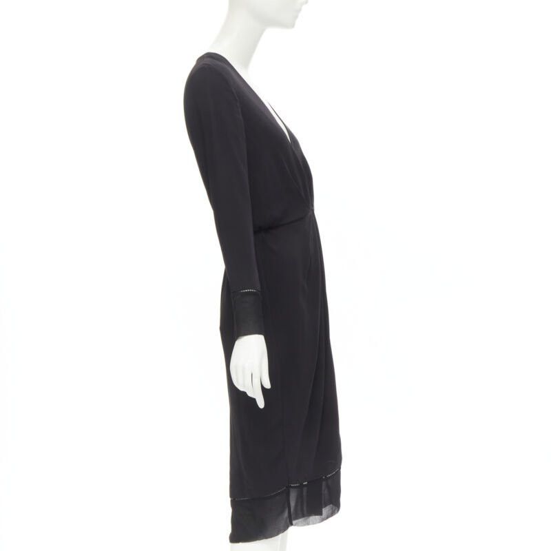 Zimmermann ZIMMERMANN black V-neck gathered waist lattice detail dress US0 XS Size XS / US 0-2 / IT 36-38 - 4 Thumbnail