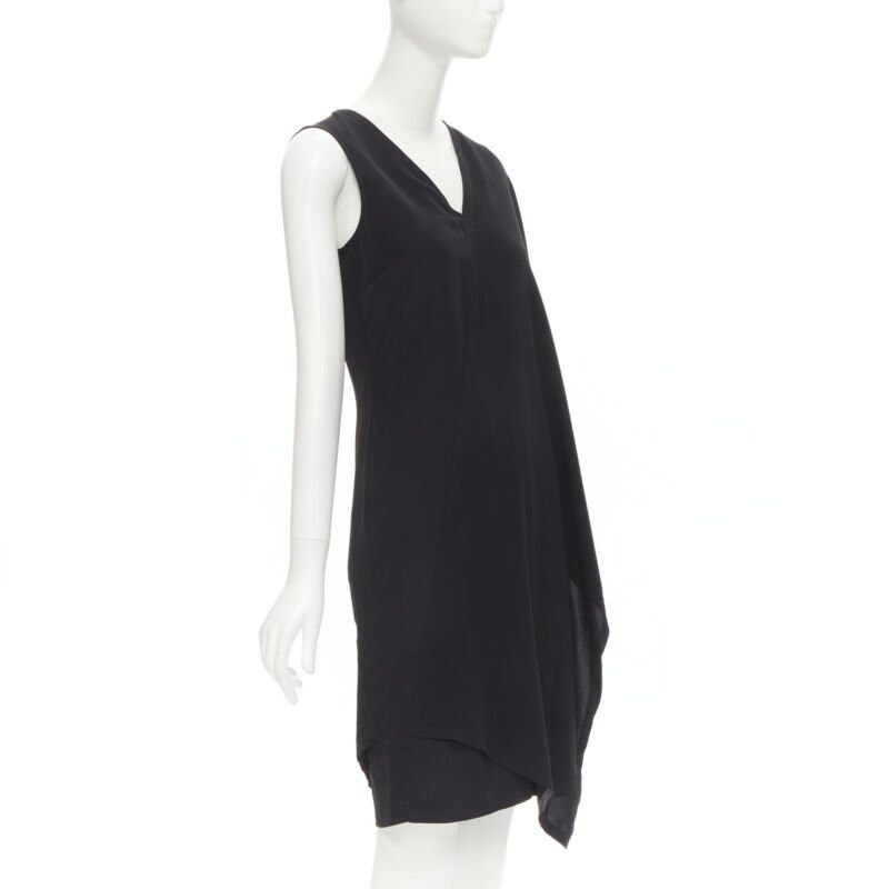 Maison Margiela MAISON MARGIELA 2013 black polyester V-neck asymmetric bonded cape dress IT40 S Size S / US 4 / IT 40 - 3 Thumbnail