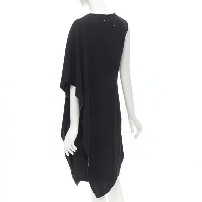 Maison Margiela MAISON MARGIELA 2013 black polyester V-neck asymmetric bonded cape dress IT40 S Size S / US 4 / IT 40 - 6 Thumbnail