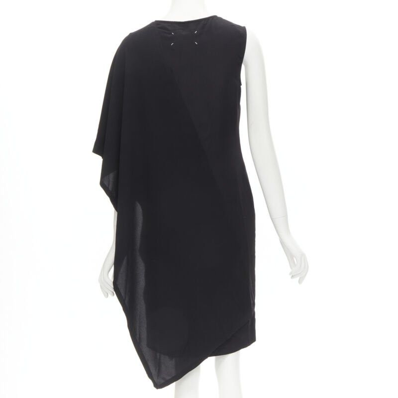Maison Margiela MAISON MARGIELA 2013 black polyester V-neck asymmetric bonded cape dress IT40 S Size S / US 4 / IT 40 - 5 Thumbnail