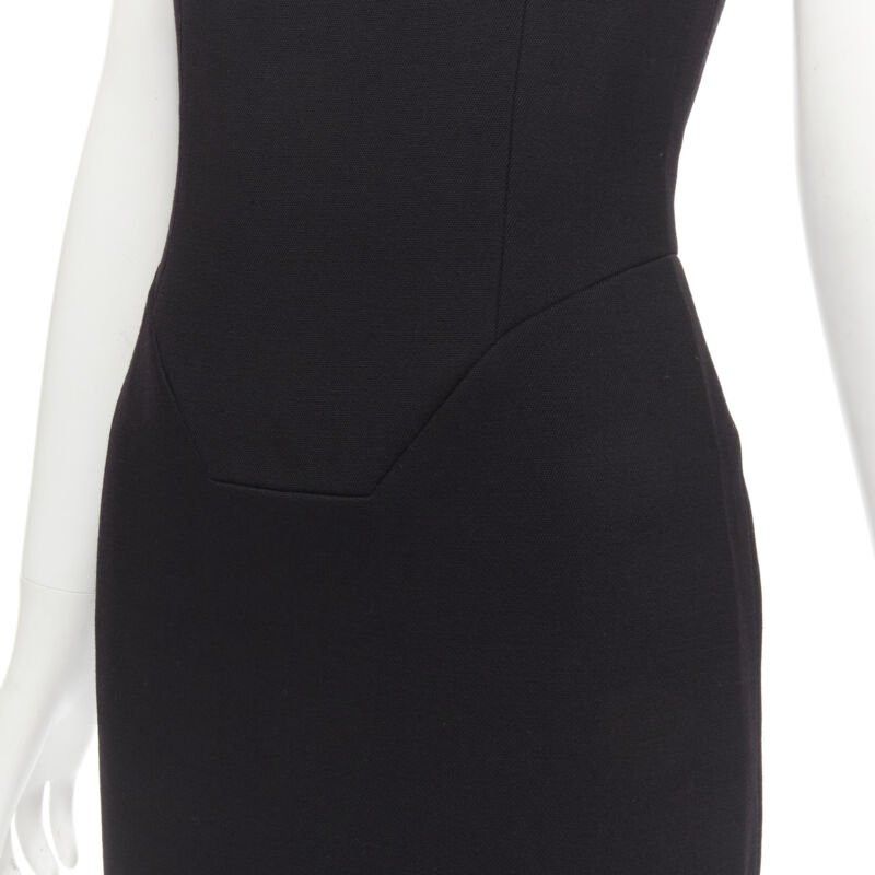 Versace VERSACE square neckline leather cap sleeve bodycon seam sheath dress IT38 XS Size XS / US 0-2 / IT 36-38 - 8 Thumbnail
