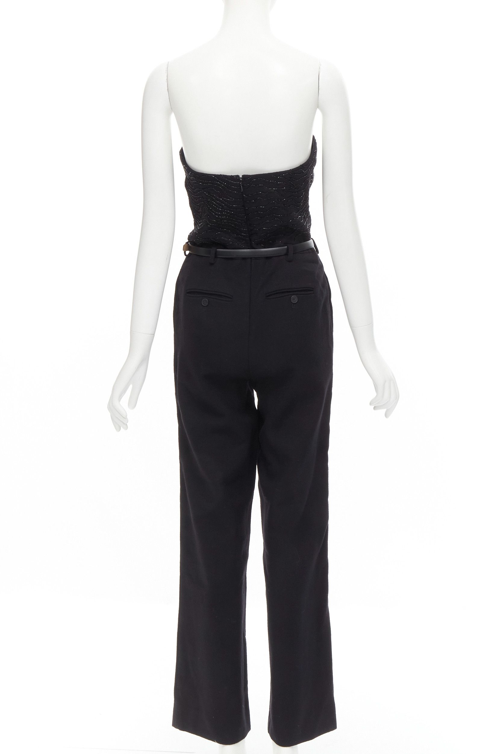 Jason Wu JASON WU 2014 Runway black bead embellished boned corset belted jumpsuit US2 XS Size 27" / US 4 / IT 40 - 5 Thumbnail