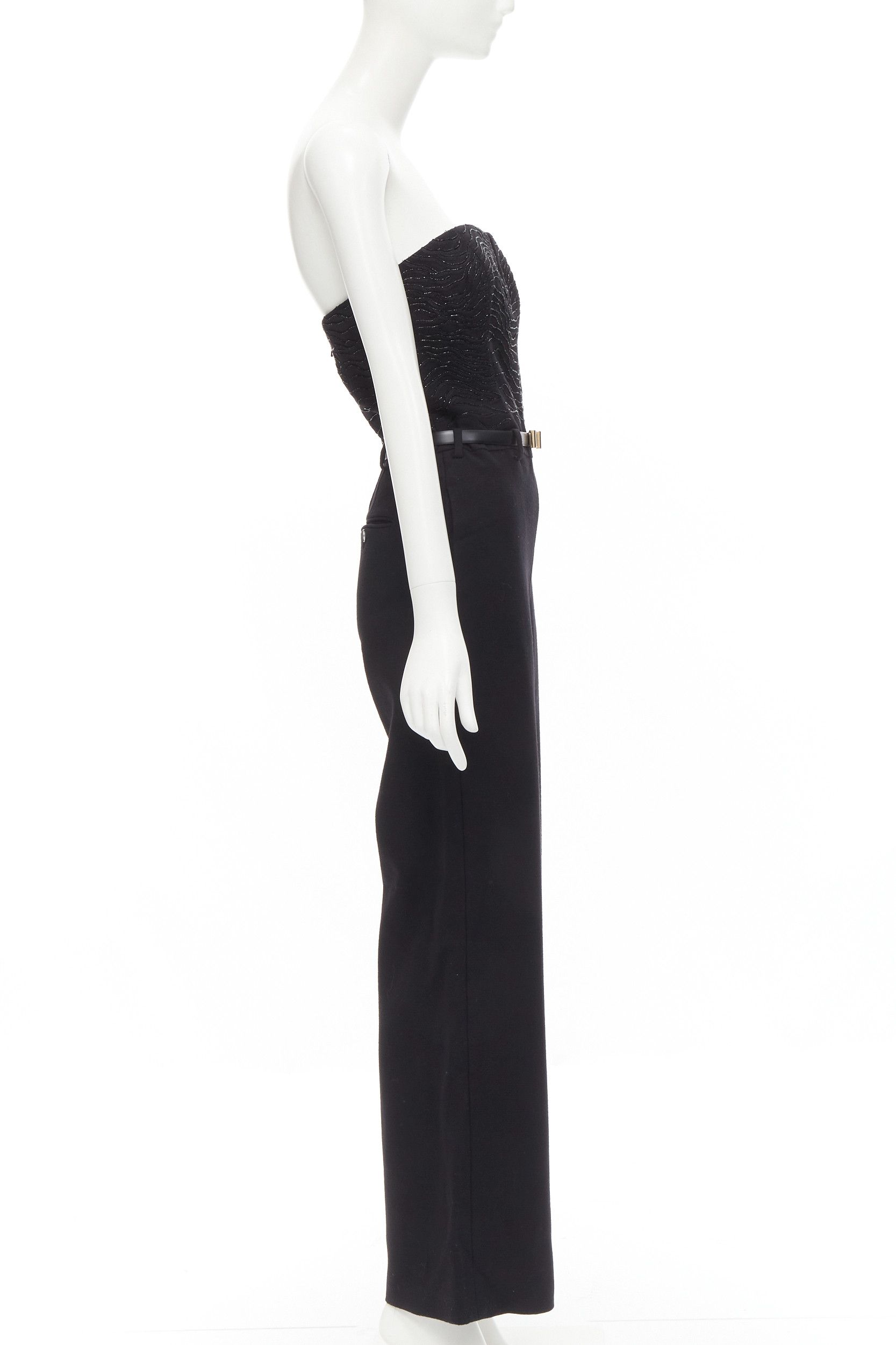Jason Wu JASON WU 2014 Runway black bead embellished boned corset belted jumpsuit US2 XS Size 27" / US 4 / IT 40 - 4 Thumbnail