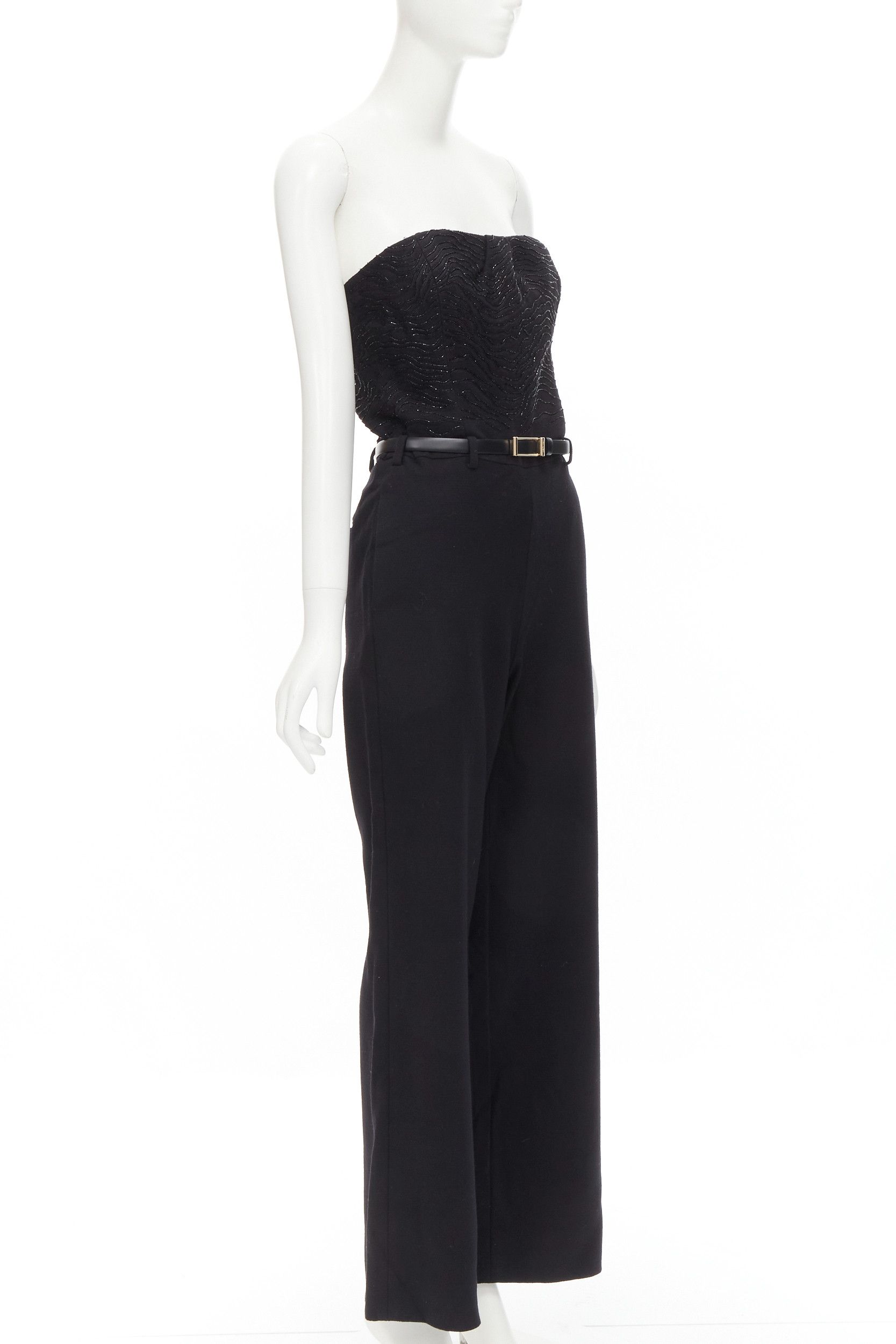 Jason Wu JASON WU 2014 Runway black bead embellished boned corset belted jumpsuit US2 XS Size 27" / US 4 / IT 40 - 3 Thumbnail