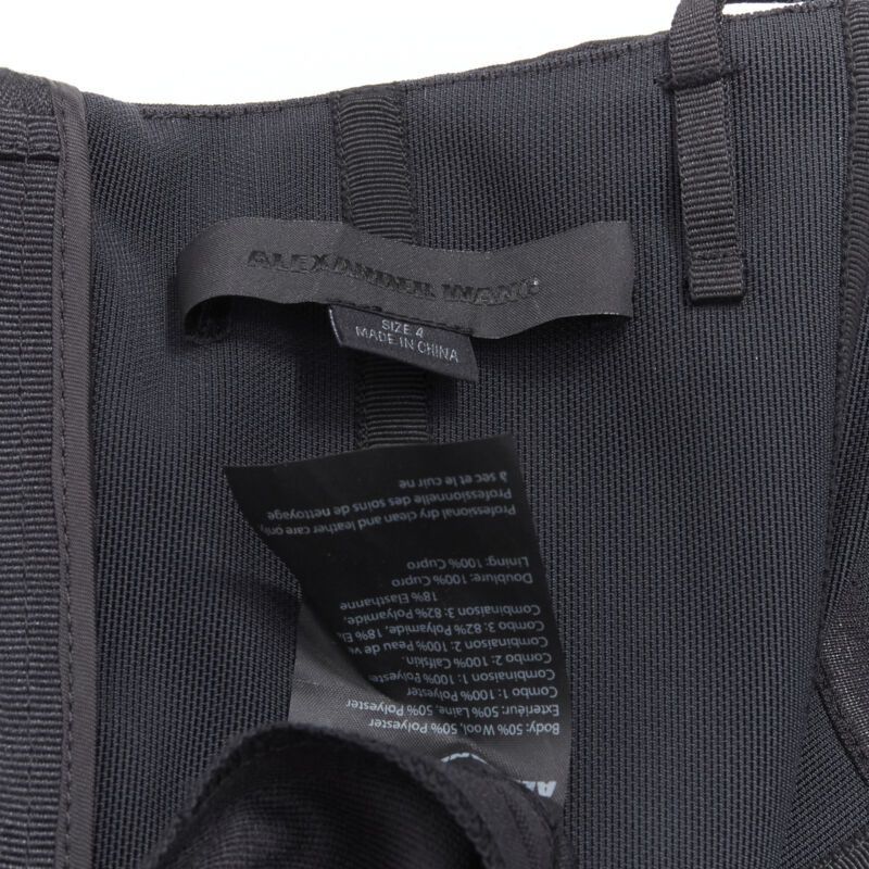 Alexander Wang ALEXANDER WANG black built in corset strapless leather pleat back dress US4 S Size S / US 4 / IT 40 - 8 Thumbnail