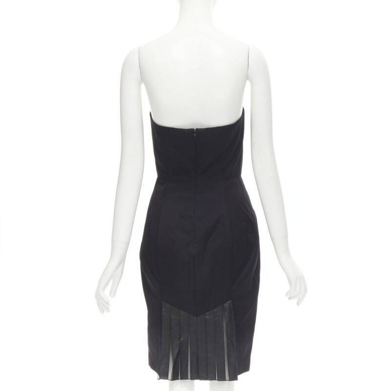 Alexander Wang ALEXANDER WANG black built in corset strapless leather pleat back dress US4 S Size S / US 4 / IT 40 - 5 Thumbnail