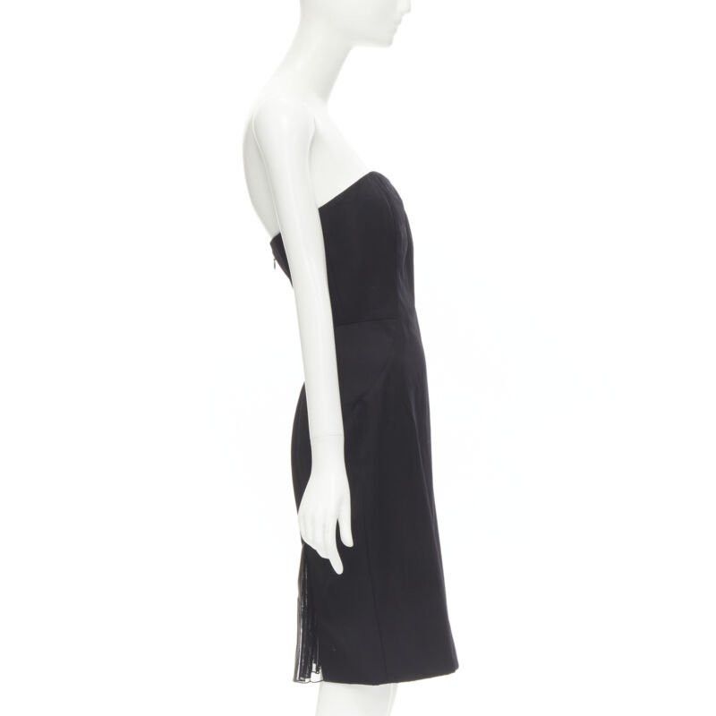 Alexander Wang ALEXANDER WANG black built in corset strapless leather pleat back dress US4 S Size S / US 4 / IT 40 - 4 Thumbnail