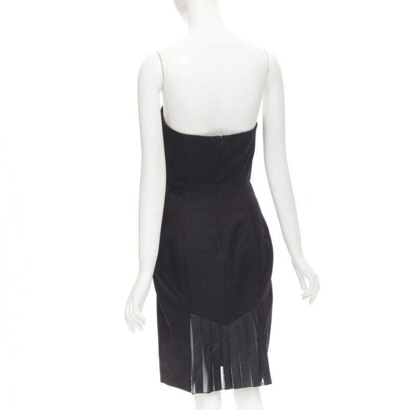 Alexander Wang ALEXANDER WANG black built in corset strapless leather pleat back dress US4 S Size S / US 4 / IT 40 - 6 Thumbnail