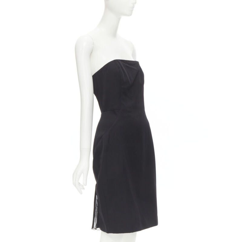 Alexander Wang ALEXANDER WANG black built in corset strapless leather pleat back dress US4 S Size S / US 4 / IT 40 - 3 Thumbnail