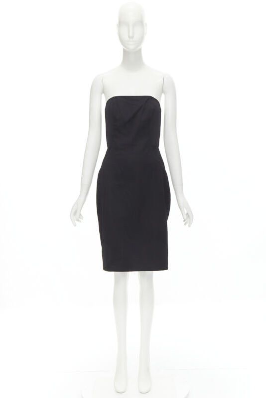 Alexander Wang ALEXANDER WANG black built in corset strapless leather pleat back dress US4 S Size S / US 4 / IT 40 - 9 Thumbnail