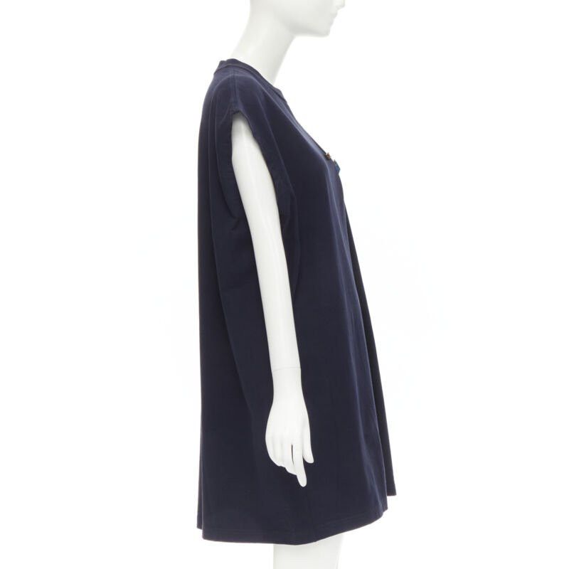 Acne Studios ACNE STUDIOS navy blue cotton jewel pin pinched oversized casual dress XS Size XS / US 0-2 / IT 36-38 - 4 Thumbnail