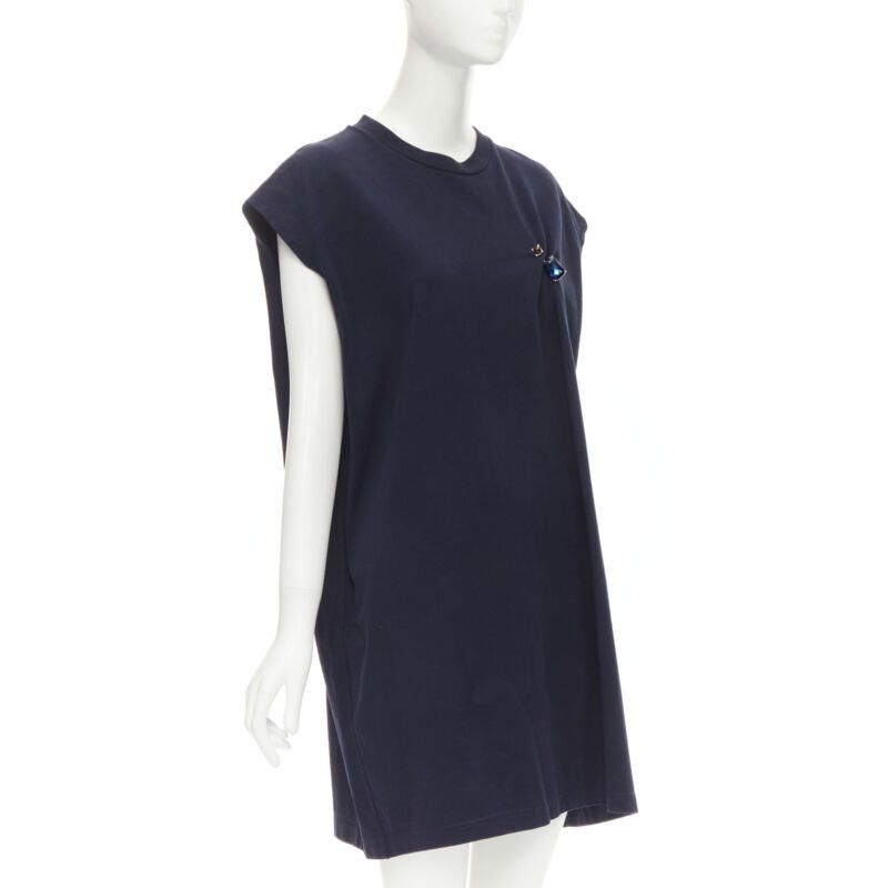 Acne Studios ACNE STUDIOS navy blue cotton jewel pin pinched oversized casual dress XS Size XS / US 0-2 / IT 36-38 - 3 Thumbnail