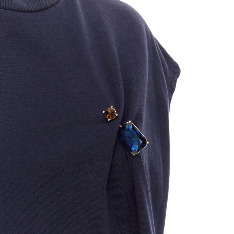 Acne Studios ACNE STUDIOS navy blue cotton jewel pin pinched oversized casual dress XS Size XS / US 0-2 / IT 36-38 - 2 Thumbnail