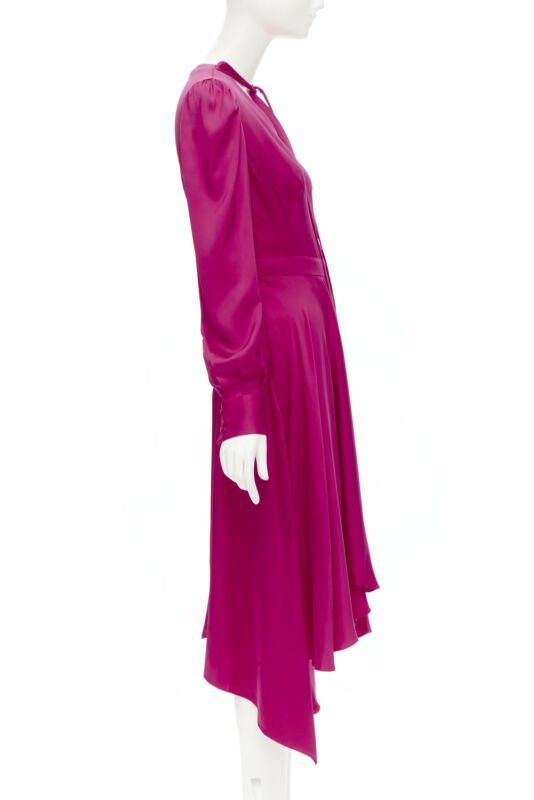 Alexander McQueen ALEXANDER MCQUEEN 2019 pink silk puff sleeves pussy bow draped skirt dress IT42 Size XS / US 0-2 / IT 36-38 - 4 Thumbnail