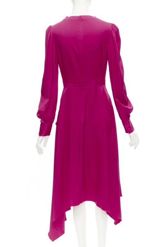 Alexander McQueen ALEXANDER MCQUEEN 2019 pink silk puff sleeves pussy bow draped skirt dress IT42 Size XS / US 0-2 / IT 36-38 - 5 Thumbnail