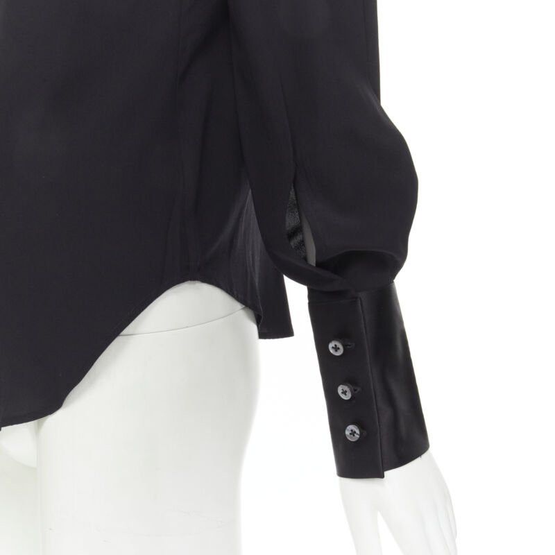 Maison Margiela MAISON MARGIELA black cotton silk trim reversed button cuff shirt IT38 XS Size XS / US 0-2 / IT 36-38 - 2 Thumbnail
