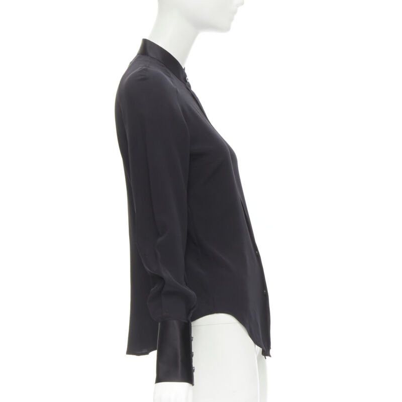 Maison Margiela MAISON MARGIELA black cotton silk trim reversed button cuff shirt IT38 XS Size XS / US 0-2 / IT 36-38 - 4 Thumbnail