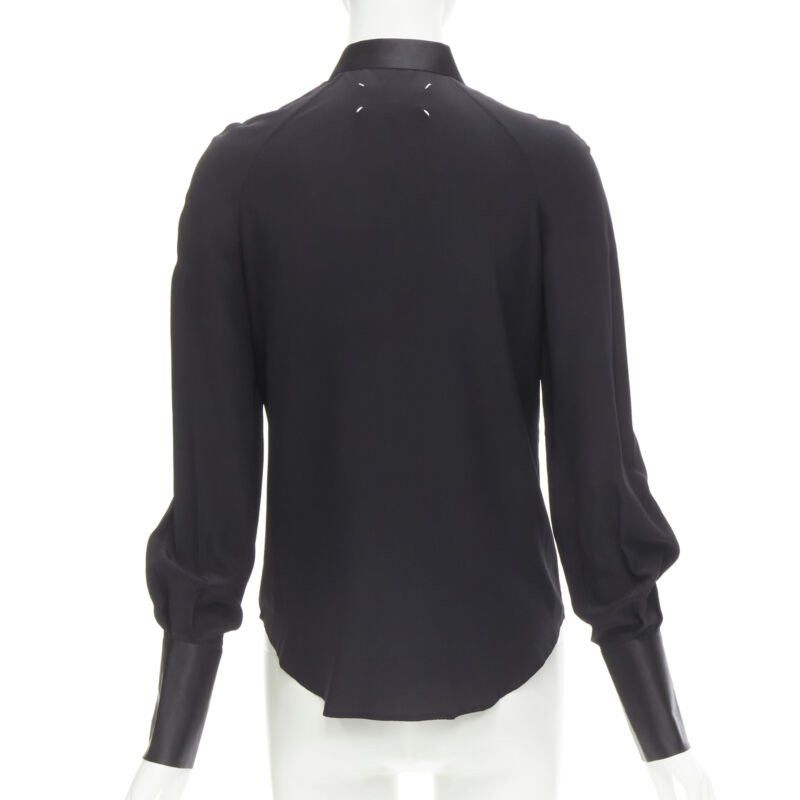 Maison Margiela MAISON MARGIELA black cotton silk trim reversed button cuff shirt IT38 XS Size XS / US 0-2 / IT 36-38 - 5 Thumbnail