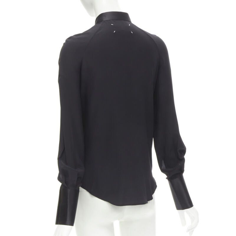 Maison Margiela MAISON MARGIELA black cotton silk trim reversed button cuff shirt IT38 XS Size XS / US 0-2 / IT 36-38 - 6 Thumbnail