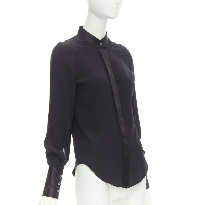 Maison Margiela MAISON MARGIELA black cotton silk trim reversed button cuff shirt IT38 XS Size XS / US 0-2 / IT 36-38 - 3 Thumbnail