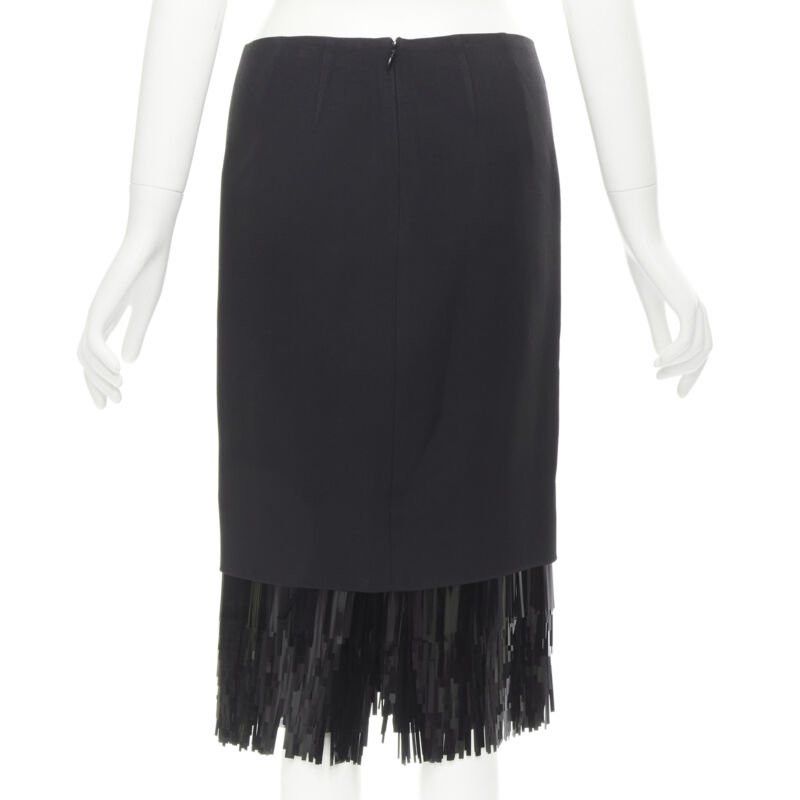 Jason Wu JASON WU black fringe sequins hem cocktail skirt US0 XS Size 25" / US 0 / IT 36 - 5 Thumbnail