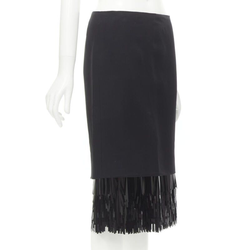 Jason Wu JASON WU black fringe sequins hem cocktail skirt US0 XS Size 25" / US 0 / IT 36 - 3 Thumbnail