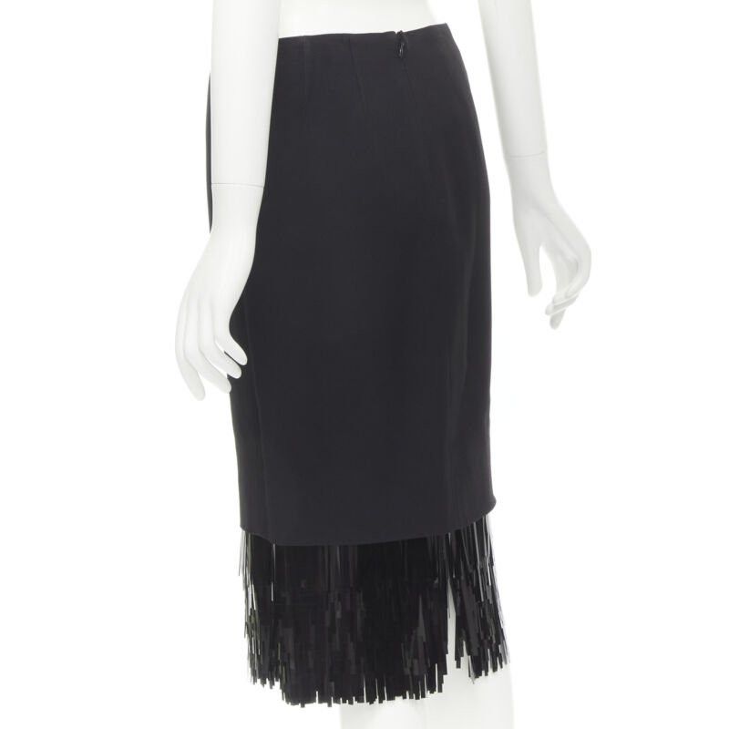Jason Wu JASON WU black fringe sequins hem cocktail skirt US0 XS Size 25" / US 0 / IT 36 - 6 Thumbnail