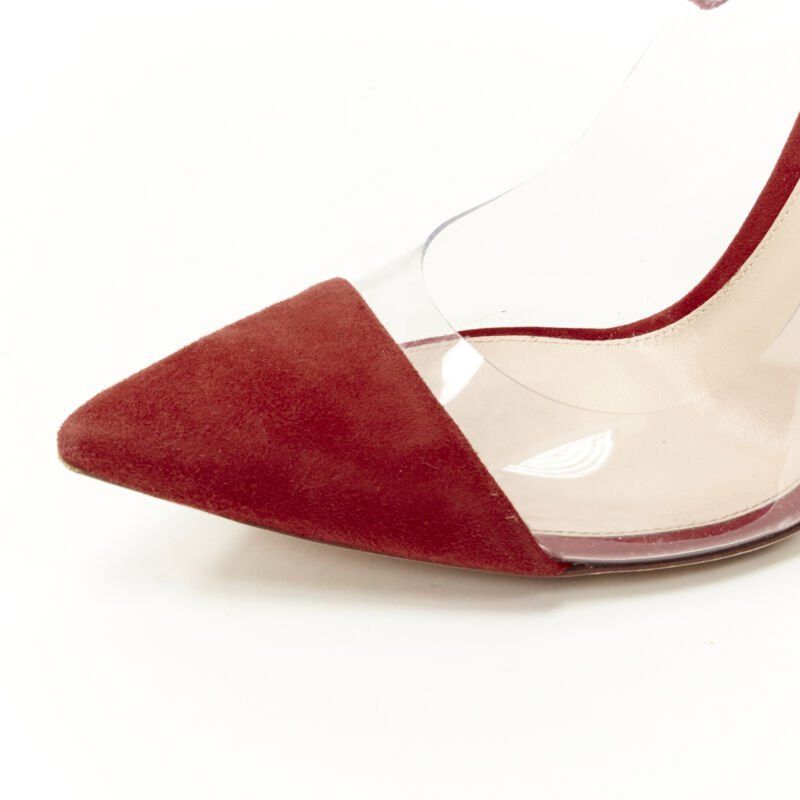 Gianvito Rossi GIANVITO ROSSI Plexi red suede clear PVC ankle strap pump EU38.5 Size US 8.5 / IT 38.5 - 7 Thumbnail