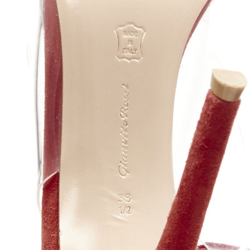 Gianvito Rossi GIANVITO ROSSI Plexi red suede clear PVC ankle strap pump EU38.5 Size US 8.5 / IT 38.5 - 11 Thumbnail
