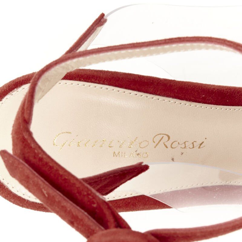 Gianvito Rossi GIANVITO ROSSI Plexi red suede clear PVC ankle strap pump EU38.5 Size US 8.5 / IT 38.5 - 10 Thumbnail
