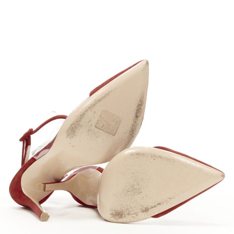 Gianvito Rossi GIANVITO ROSSI Plexi red suede clear PVC ankle strap pump EU38.5 Size US 8.5 / IT 38.5 - 12 Thumbnail