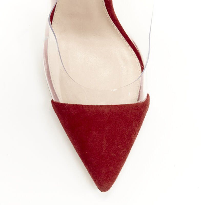 Gianvito Rossi GIANVITO ROSSI Plexi red suede clear PVC ankle strap pump EU38.5 Size US 8.5 / IT 38.5 - 6 Thumbnail