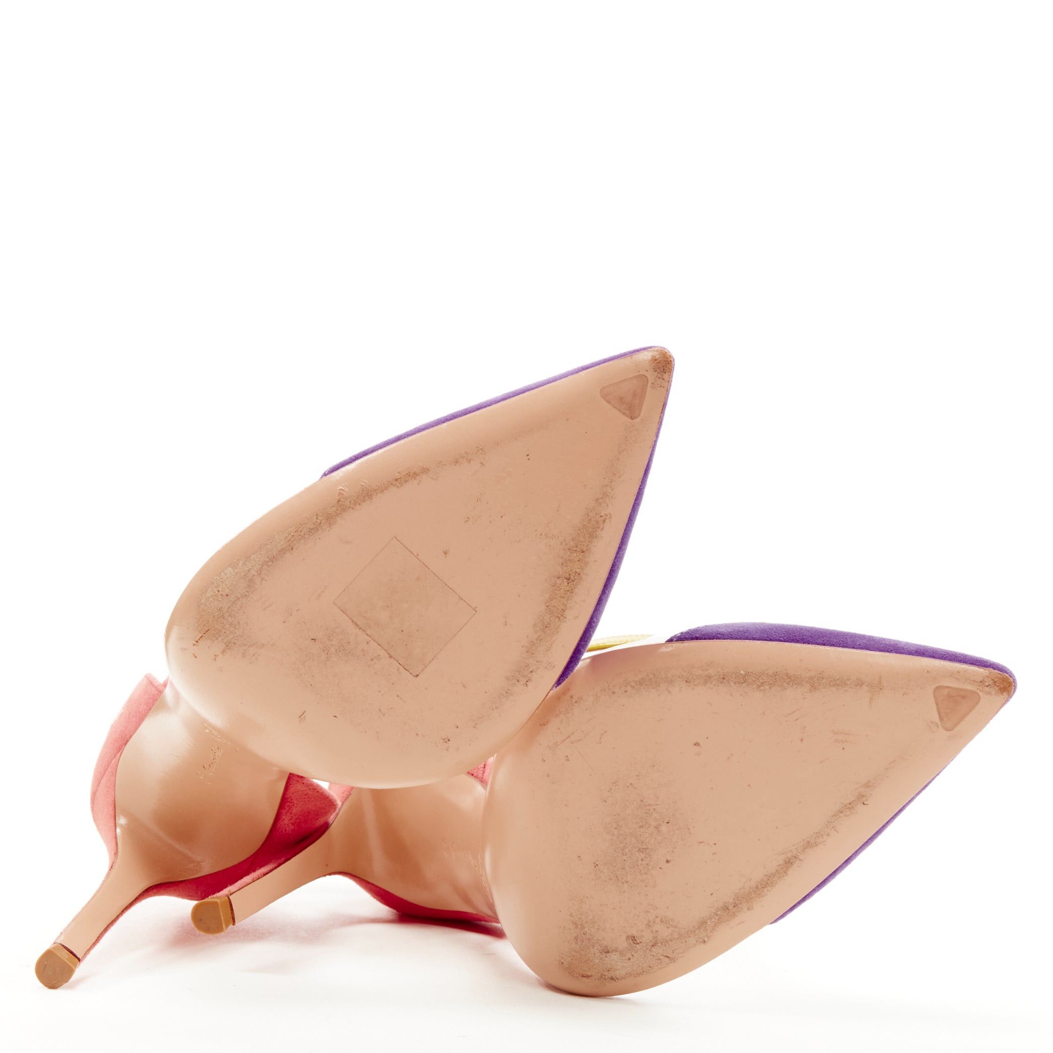 Gianvito Rossi GIANVITO ROSSi Plexi purple pink suede yellow ankle strap PVC pump EU38 Size US 8 / IT 38 - 4 Thumbnail