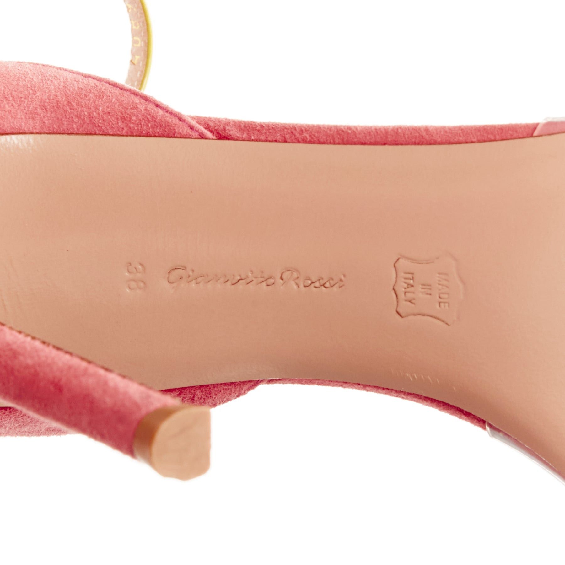 Gianvito Rossi GIANVITO ROSSi Plexi purple pink suede yellow ankle strap PVC pump EU38 Size US 8 / IT 38 - 8 Thumbnail